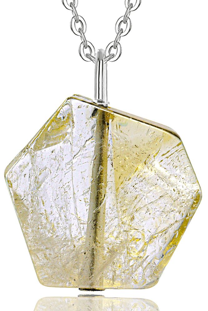 Sertifikalı Ham Işlenmemiş Para Taşı Doğal Sitrin Taşı Kolye