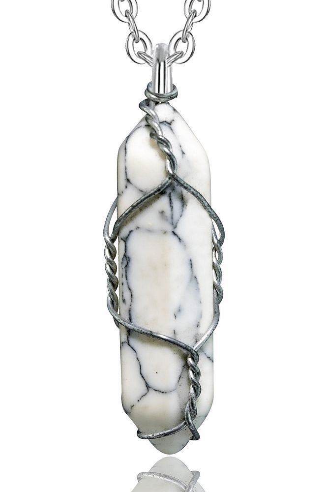 Sertifikalı Çivi Model Doğal Havlit Taşı Kolye - Tel Sargılı