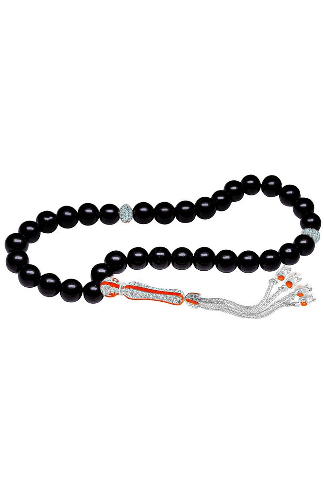 Sertifikalı Bakır Renk Telkari Püskül Doğal Oniks Taşı Tesbih