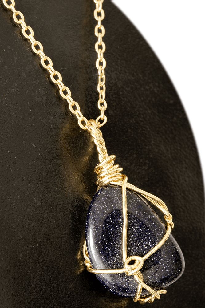 Sertifikalı Tel Sargılı Lacivert Yıldız Taşı Kolye - Altın Kaplama