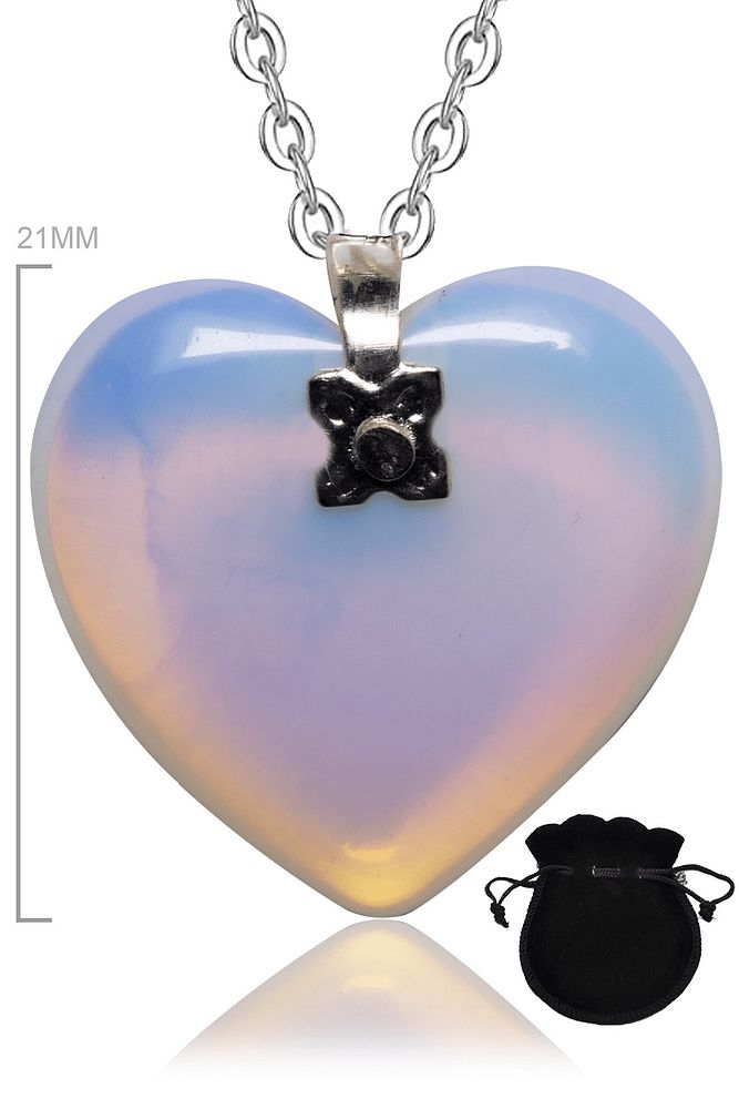 Sertifikalı Kalp Model Gerçek Opal - Ay Taşı Kolye