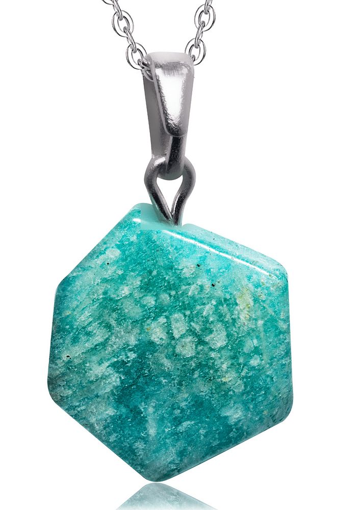 Altıgen Doğal Taş Akuamarin Kolye