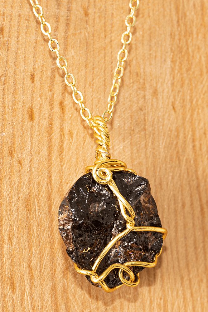 Sertifikalı Ham Tel Sargılı Lal - Garnet Taşı Kolye - Altın Kaplama