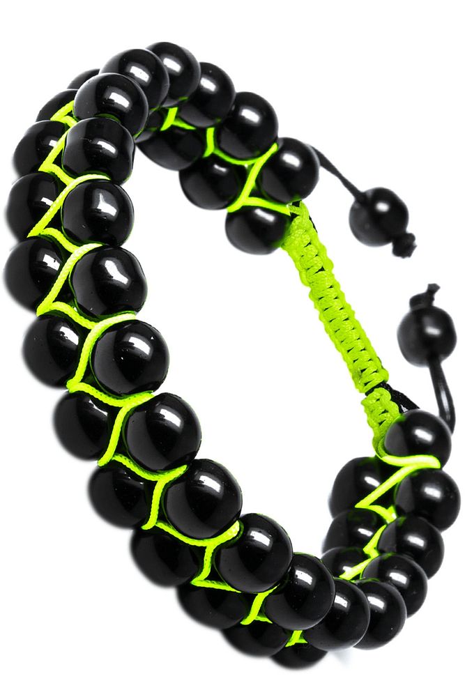 Sertifikalı Makrome Neon Yeşili Parlak Doğal Oniks Taşı Bileklik