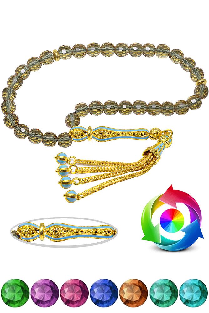 Sertifikalı Ortam Işığına Göre 7 Renk Değiştiren Sultan Sultanit Doğal Diaspor Zultanit Taşı Tesbih