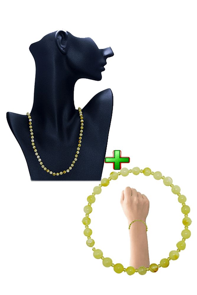 Sarı Renkli Ukrayna Doğal Damla Kehribar Kolye Bileklik Seti