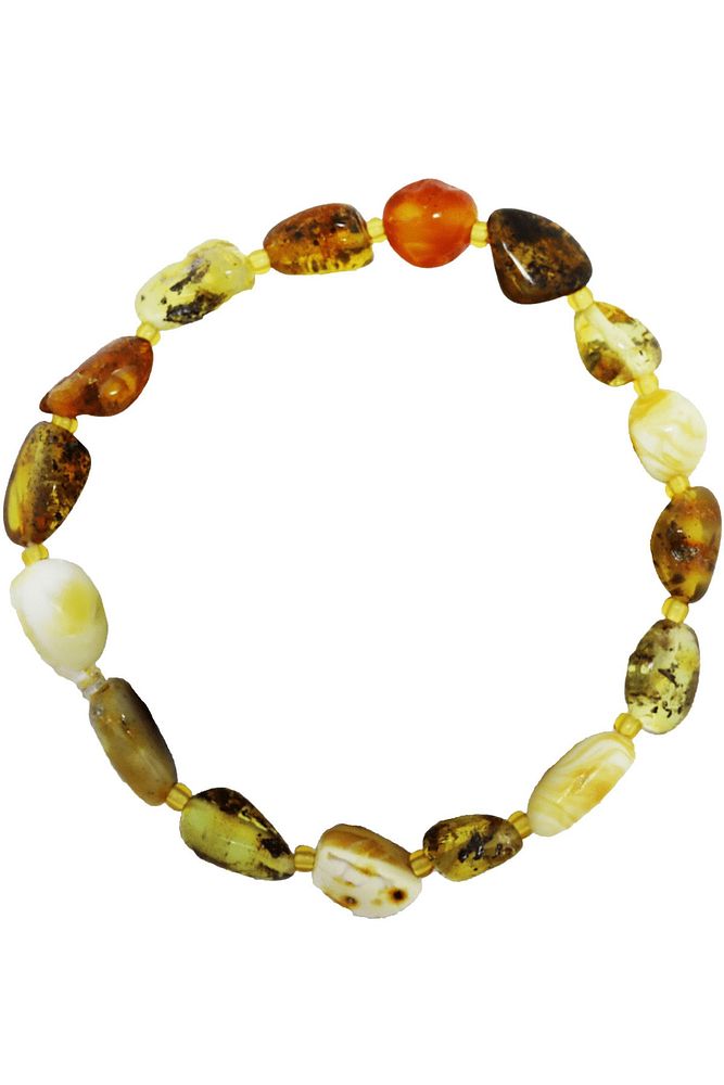 Sertifikalı Toprak Fosilli Doğal Damla Bebek Kehribar Diş Bileklik