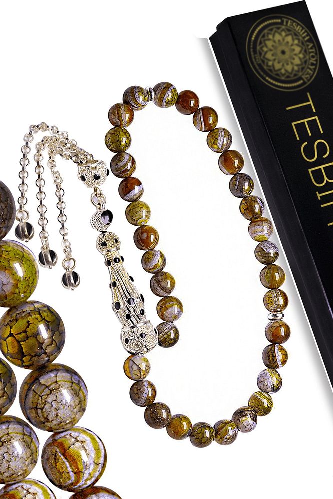 Sertifikalı Telkari Püskül Ejderha Doğal Akik Taşı Tesbih