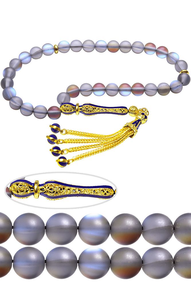 Sertifikalı Telkari Püsküllü Doğal Kuvars Taşı Tesbih