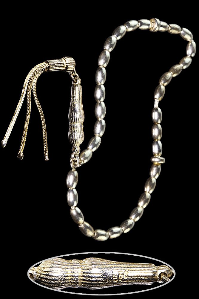 Sertifikalı Arpa Kesim 925 Ayar Gümüş Tesbih