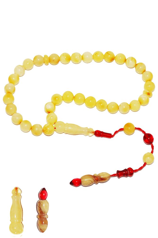 Sistemli Sertifikalı Küre Kesim Mat Kızarık Renk Almış Orijinal Garantili Damla Kehribar Tesbih