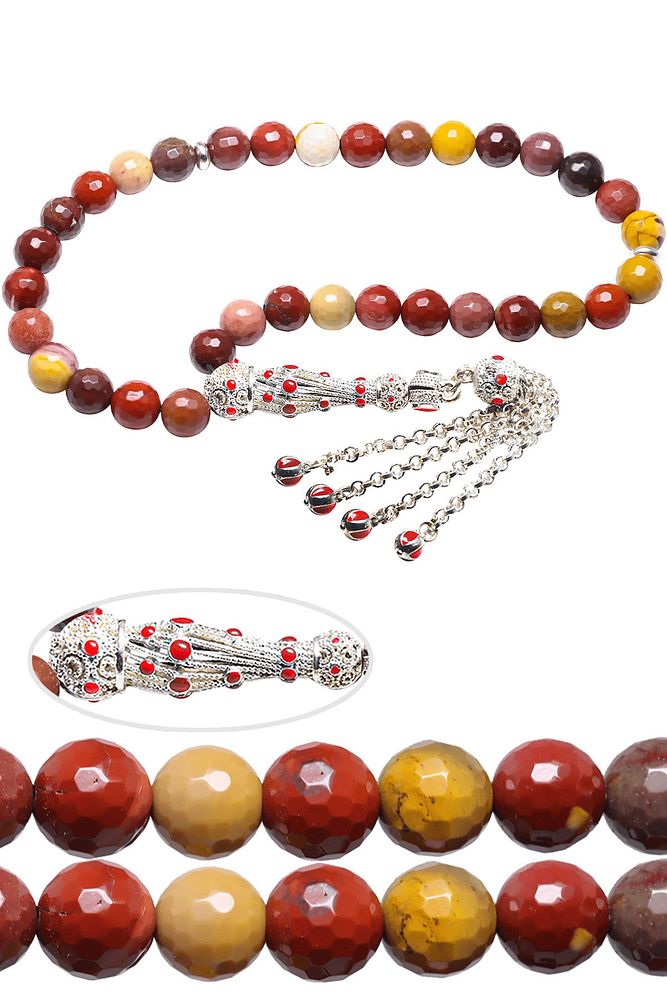 Sertifikalı Telkari Püskül Doğal Jasper Yıldız Taşı Tesbih