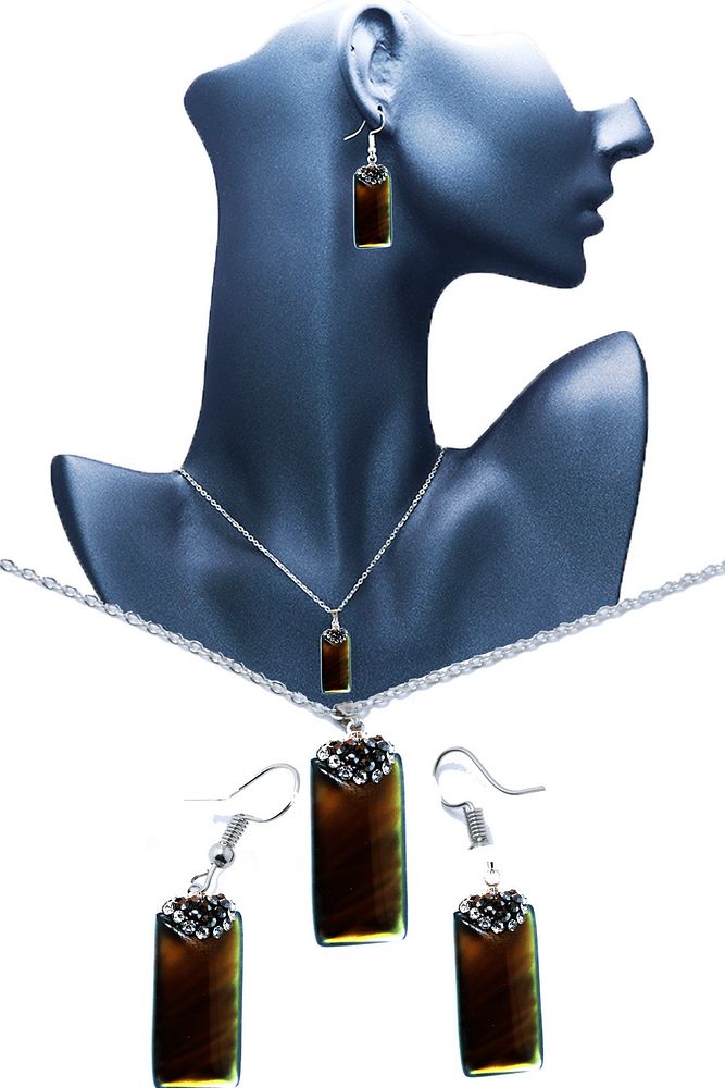 Sertifikalı Doğal Labradorit Taşı Kolye Ve Küpe Seti