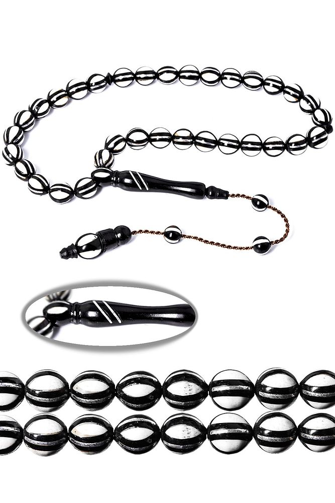 Sistemli Küre Kesim Karpuz Yarma Sedef Gümüş İşlemeli Kuka Tesbih