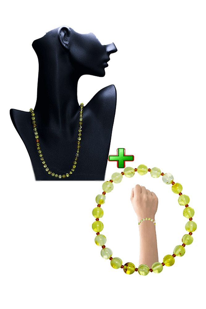 Şeffaf Ukrayna Doğal Damla Kehribar Kolye Bileklik Seti