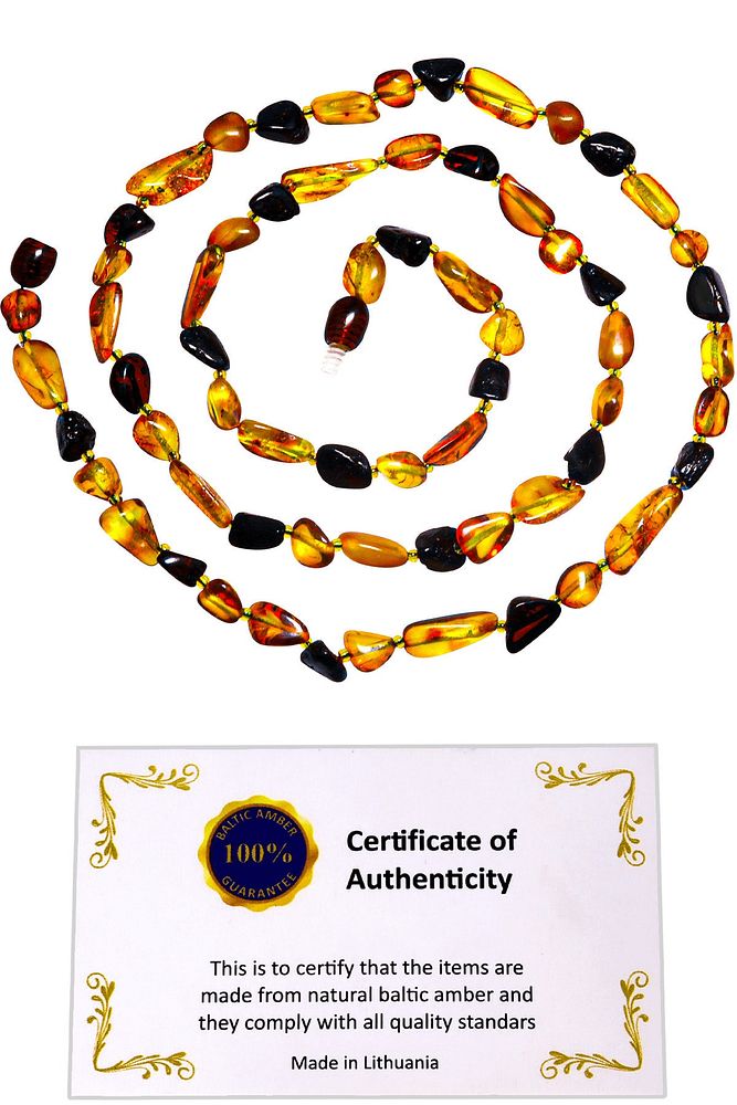 Sertifikalı Yetişkin Baltık Şeffaf Sarı Kahverengi Renkli Kolye