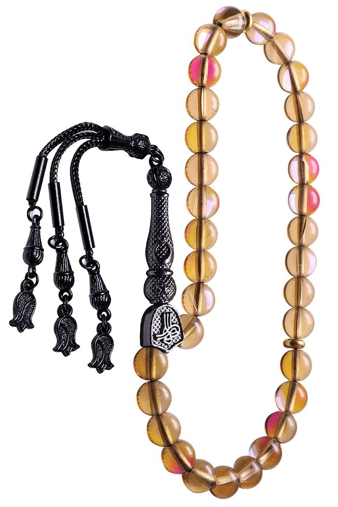 Sertifikalı Siyah Kararmaz Püskül Doğal Dumanlı Kuvars Taşı Tesbih