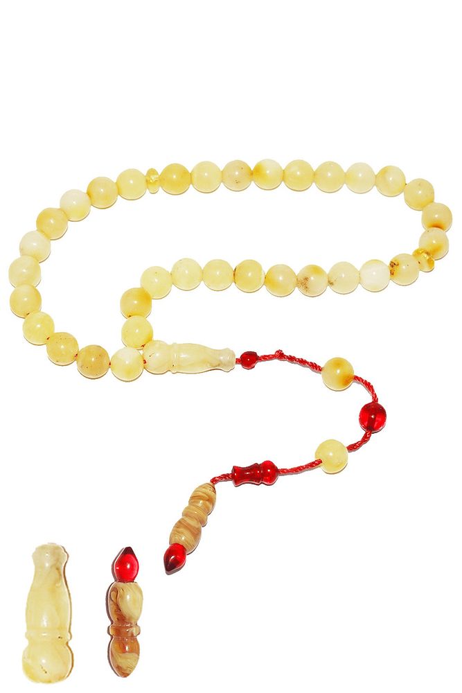 Sistemli Sertifikalı Küre Kesim Özel Renk Orjinal Damla Kehribar Tesbih