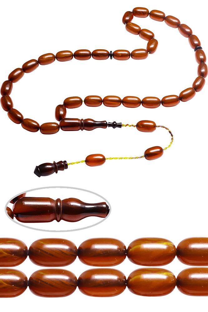 Sertifikalı Sistemli Kayısı Renk Kapsül Osmanlı Benzetmesi Çubuk Sıkma Kehribar Tesbih