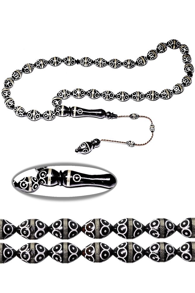 Sistemli Beyzi Kesim Iri Boy Mine Bafon Işlemeli Kuka Tesbih