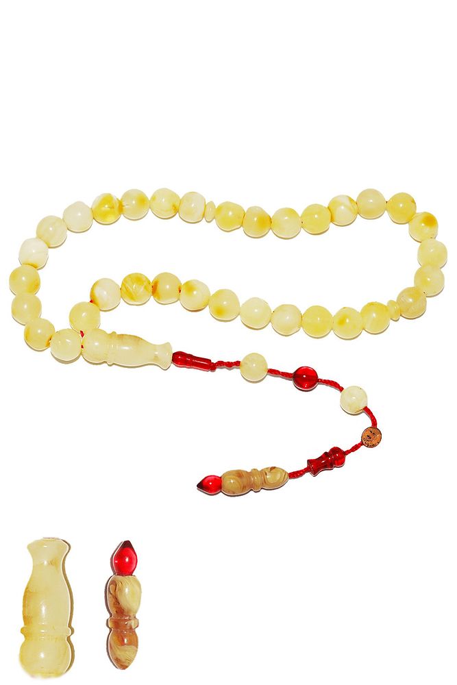 Sistemli Sertifikalı Küre Kesim Kraliçe Kızarmış Renk Orjinal Damla Kehribar Tesbih