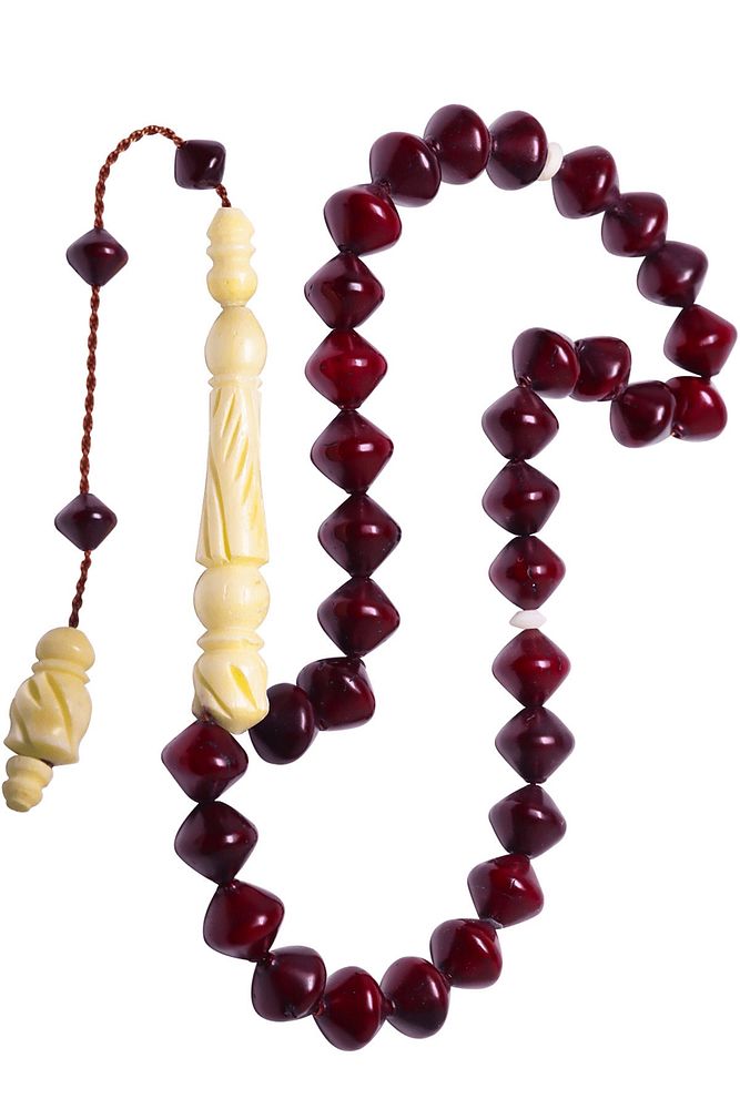 Sistemli Sığırcık Kesim Bilek Boy Oyma Işcilikli Deve Kemiği Geçişli Kuka Tesbih