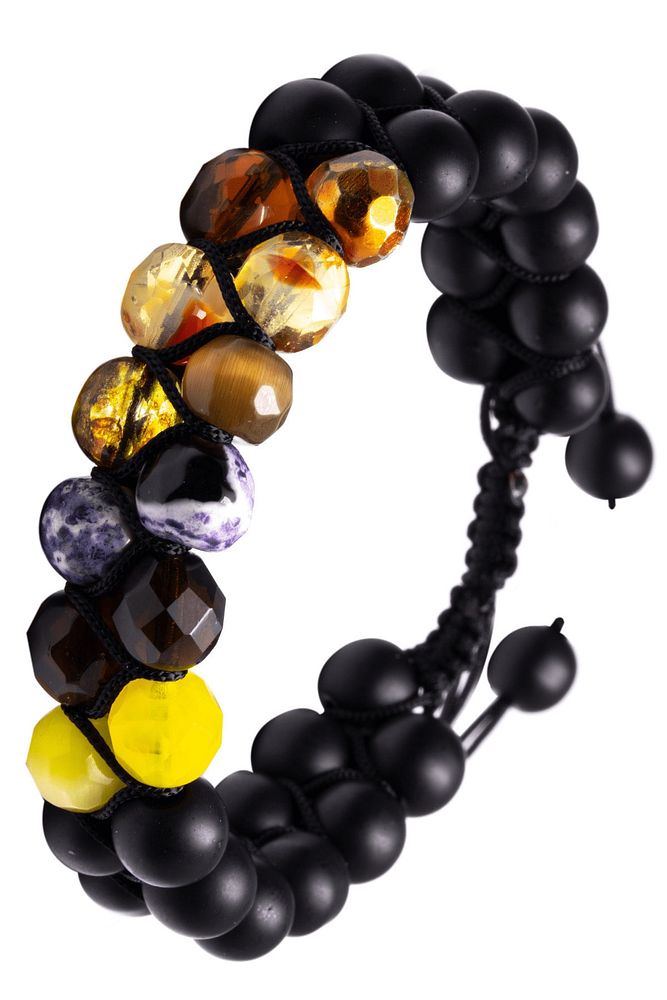 Fasetli Doğal Taş Makrome 7 Çakra Bileklik