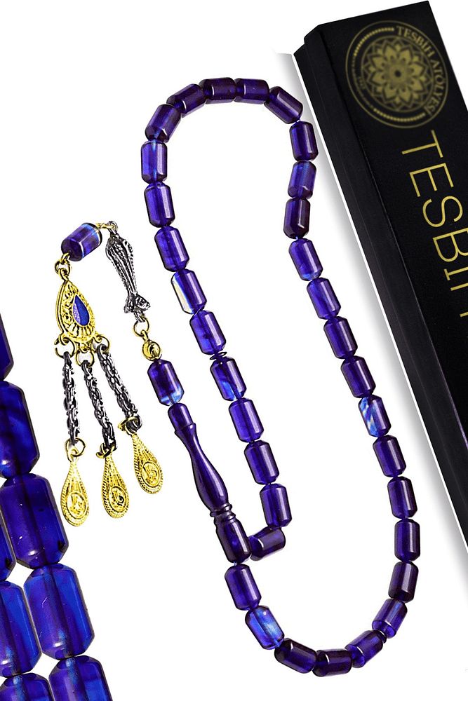 Sertifikalı Parlement Mavisi Ateş Kehribar Tesbih