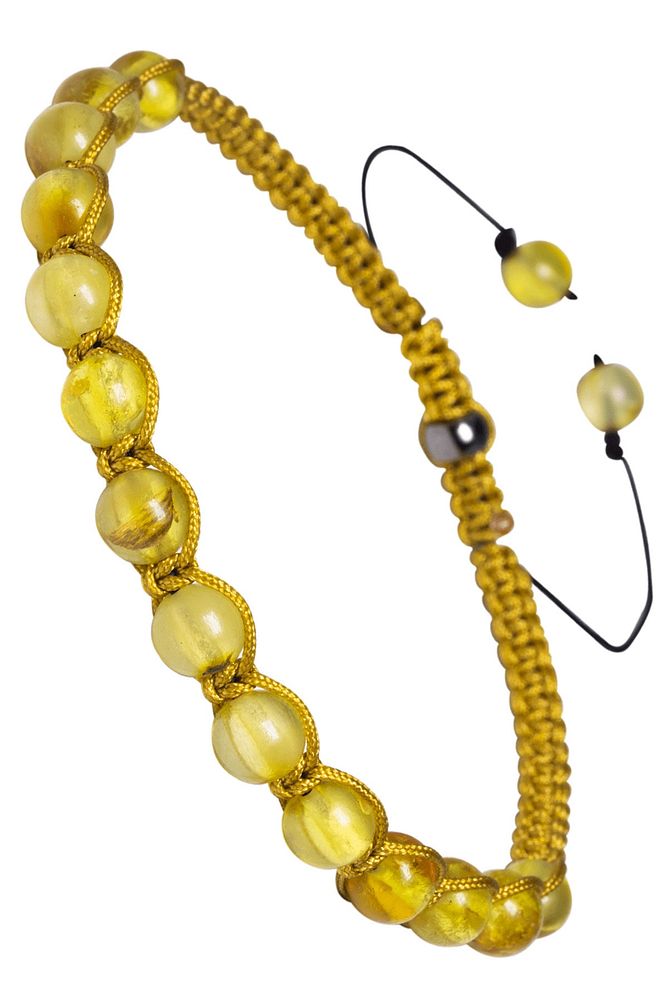 Sertifikalı Bej Makrome Doğal Damla Kehribar Bileklik