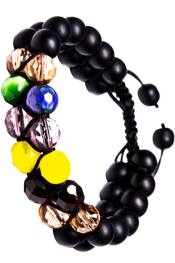 Fasetli Çift Sıra Makrome 7 Çakra Bileklik