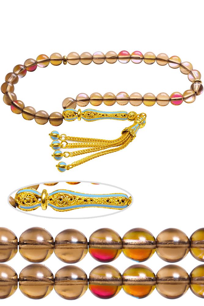 Sertifikalı Parlak Doğal Dumanlı Kuvars Taşı Tesbih