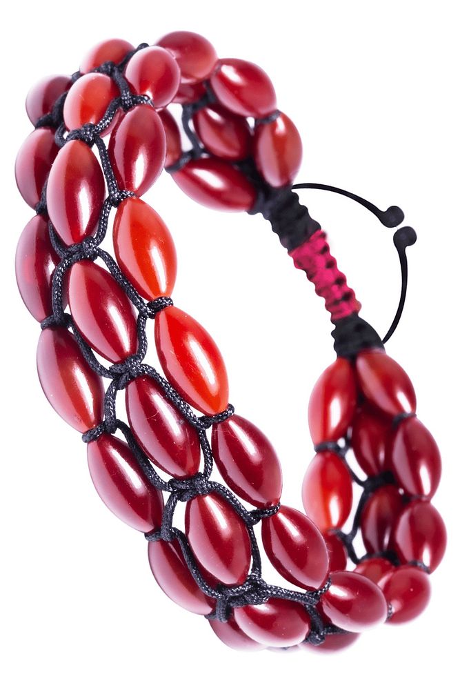 Siyah Makrome Kırmızı Sıkma Kehribar Bileklik