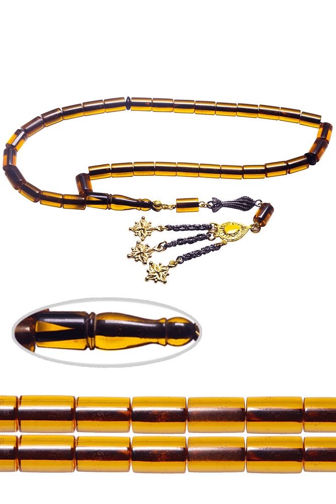 Bal Sarı Renkli Kesme Ateş Kehribar Tesbih