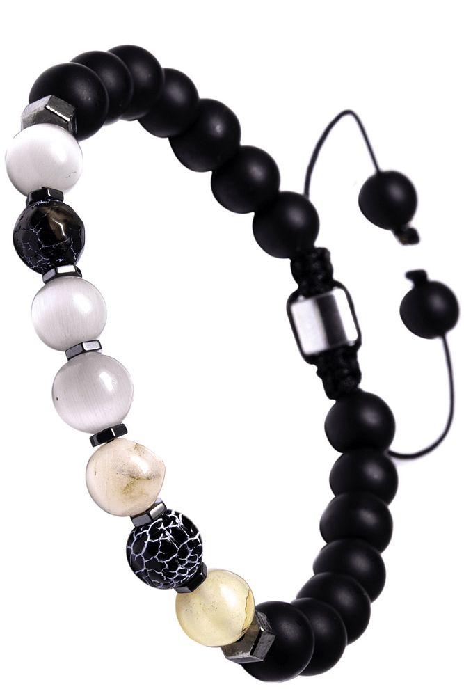 Hematit Geçişli Akik Ve Sedef Bileklik