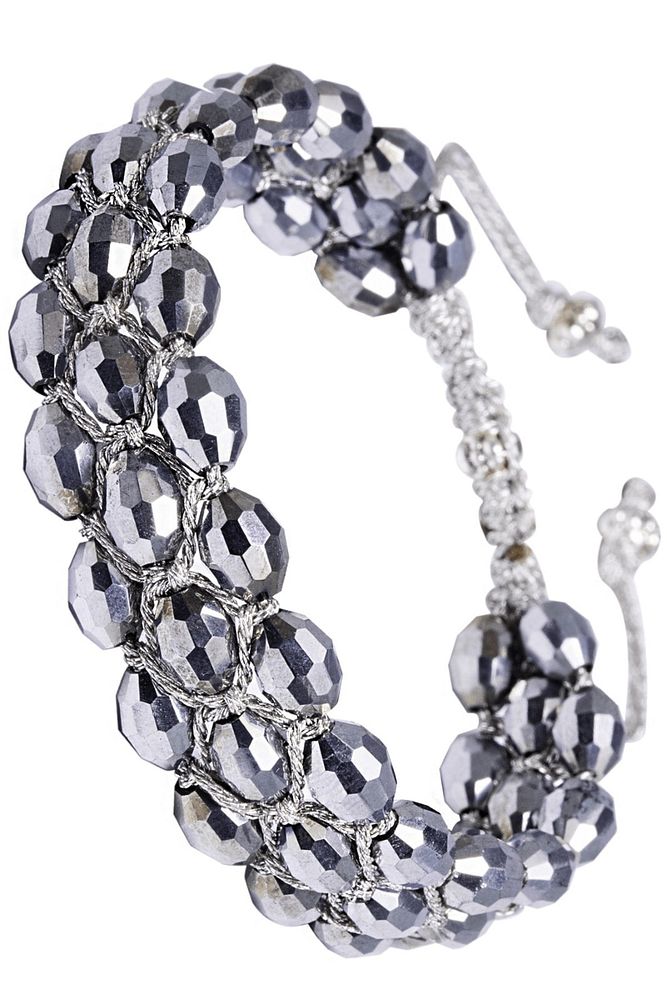 Sertifikalı Gümüş Simli Makrome Doğal Hematit Taşı Bileklik