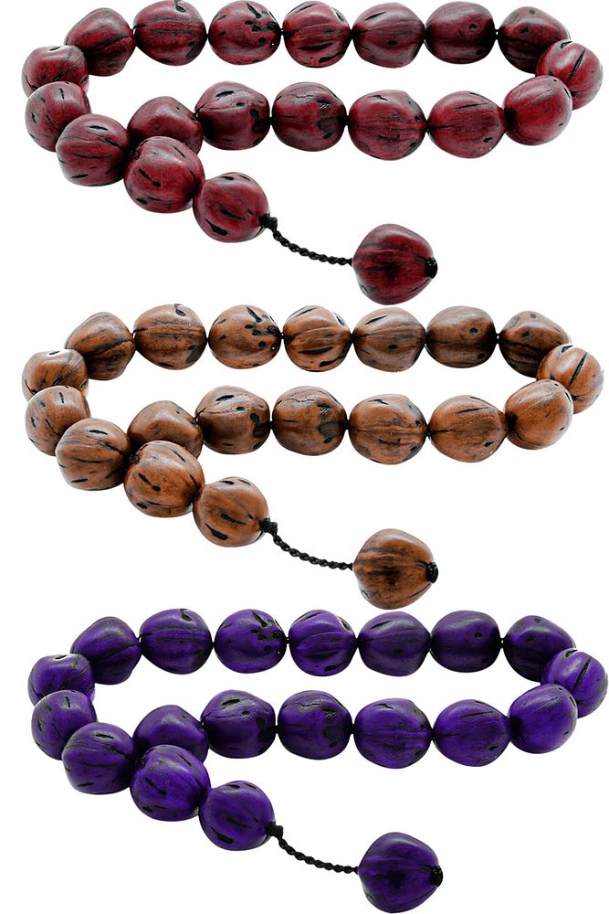 3 Adet Sistemli Doğal Kesim Bordo Kahverengi Mor Renk Maskot Andız Ağacı Efe Tesbih Seti