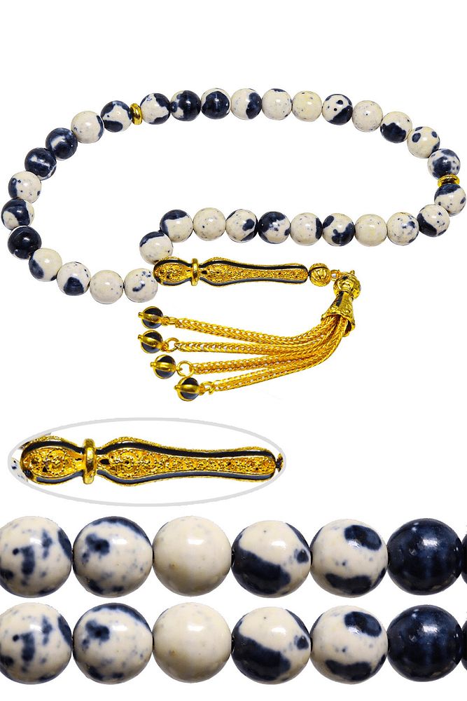 Sertifikalı Telkari Püskül Doğal Jasper Yıldız Taşı Tesbih