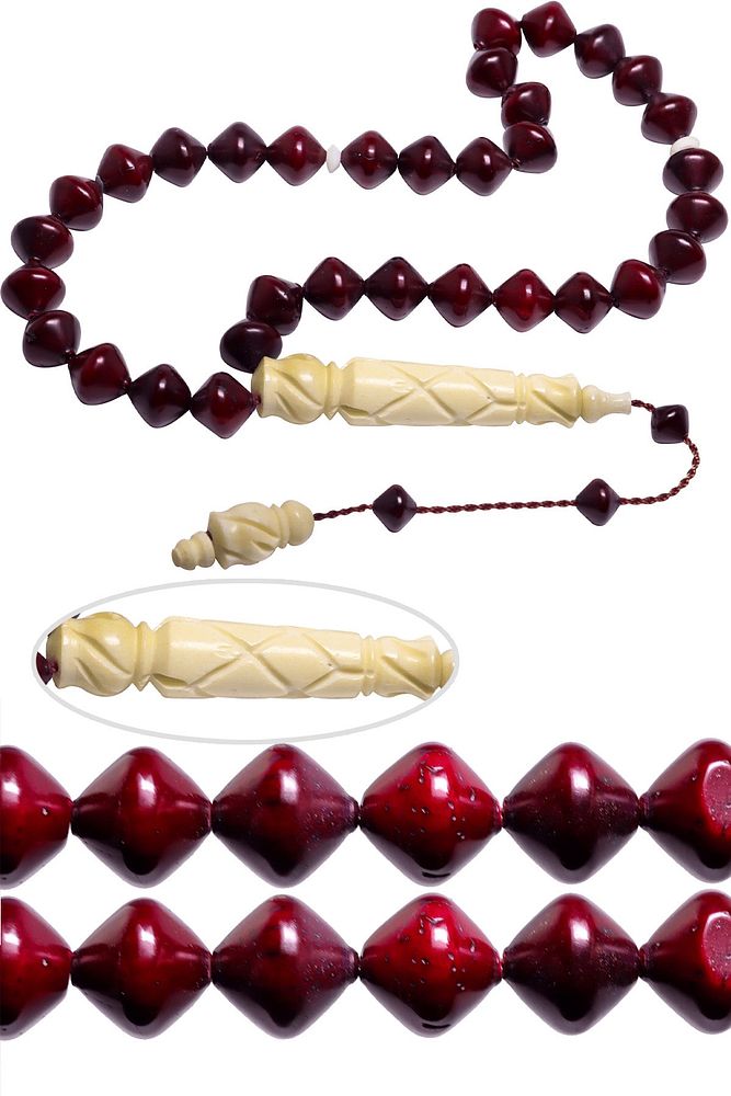 Sistemli Sığırcık Kesim Oyma Işcilikli Deve Kemiği Geçişli Kuka Tesbih