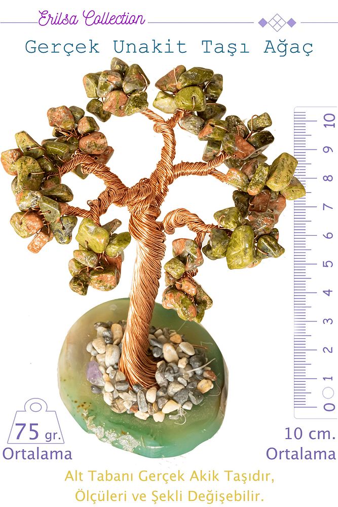 Sertifikalı Gerçek Unakit Taşı Ağaç - Akik Plakalı