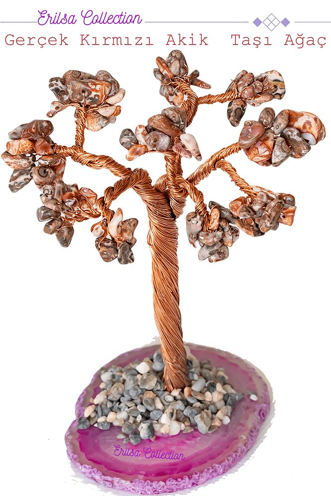 Sertifikalı Gerçek Kırmızı Akik Doğal Taşı Ağaç - Akik Plakalı