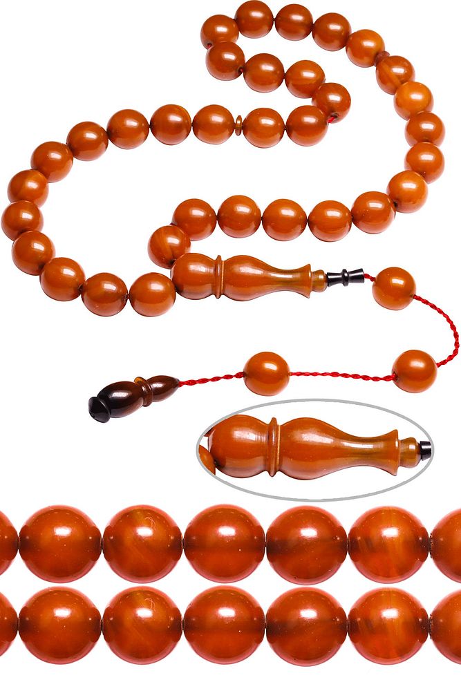 Sertifikalı Sistemli Kayısı Renk Osmanlı Benzetmesi Çubuk Sıkma Kehribar Tesbih