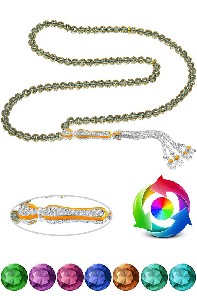 Ortam Işığına Göre 7 Renk Değiştiren Diaspor Sultanit Sultan 99'luk Zultanit Taşı Tesbih