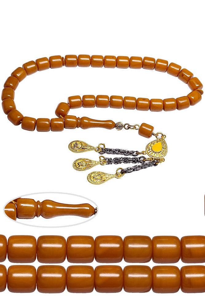 Sertifikalı Kayısı Renk Sıkma Kehribar Tesbih