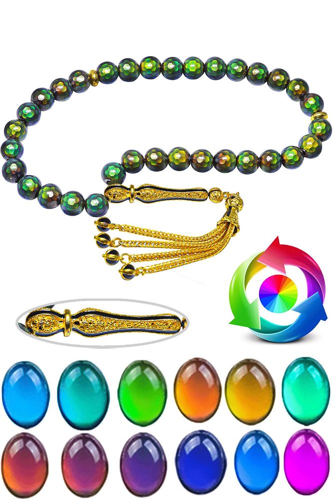 Sertifikalı Vücut Isısına Göre 12 Renk Değiştiren His Taşı Tesbih