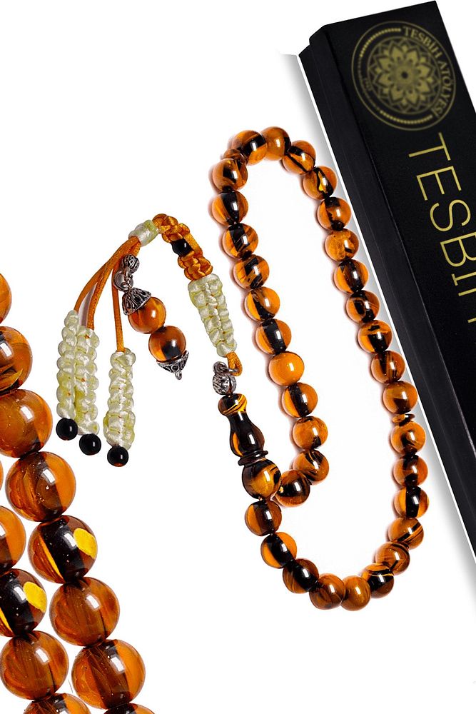 Doğal Sarı Kahverengi Renk Sıkma Kehribar Tesbih