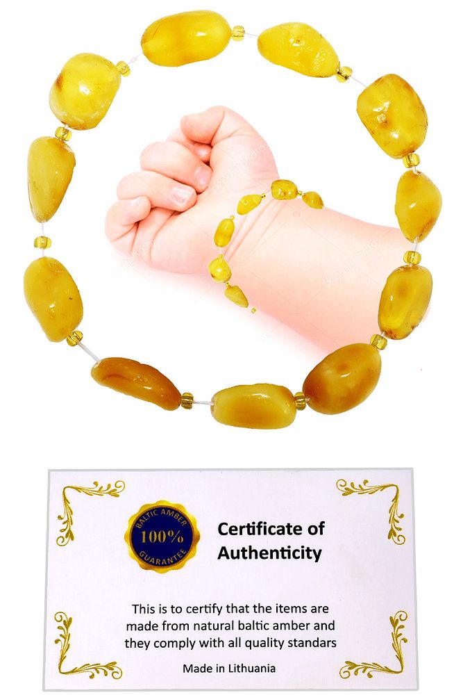 Sertifikalı Seccar Doğal Damla Kehribar Bebek Bileklik