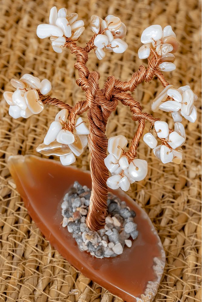 Sertifikalı Gerçek Sedef Doğal Taşı Ağaç - Akik Plakalı