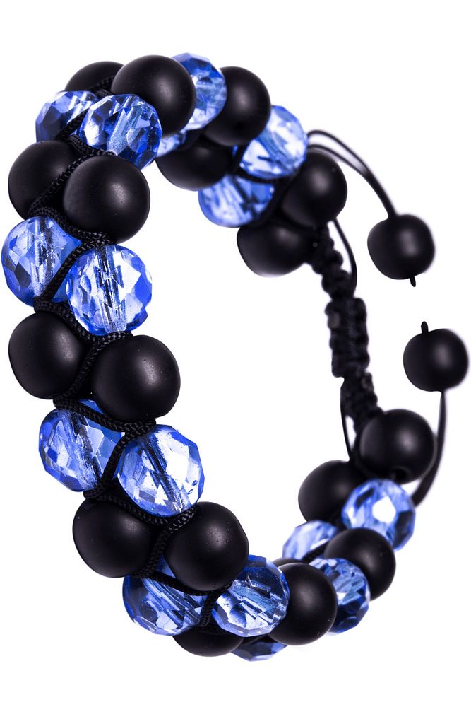 Makrome Çift Sıra Oniks Taşı Ve Mavi Kuvars Bileklik