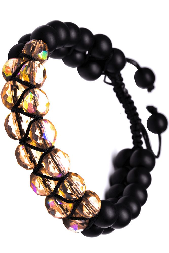 Makrome Çift Sıra Oniks Taşı Ve Sitrin Bileklik