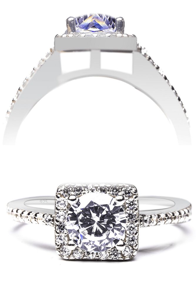 Yoğun Swarowski Taşlı Zirkon Işlemeli Tektaş Gümüş Yüzük